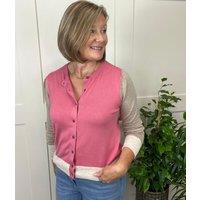 Womens Pink Colour Block Cardigan Size 12