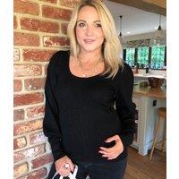 Black Sparkle Metallic Scoop Neck Jumper Size 6