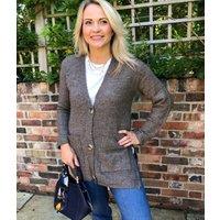 Brown Ribbed Pocket Cardigan Size 6/8