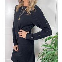 Black Curve Button Detail Tunic Jumper Size 26/28