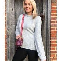 Light Grey Soft Contrast Ribbed Jumper Size 20/22