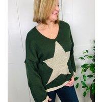 Green Metallic Star Jumper Size One size