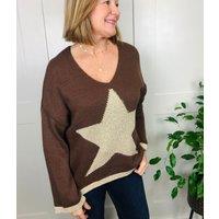 Brown Metallic Star Jumper Size One size