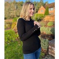 Black Fine Knit Button Cuff Jumper Size 24