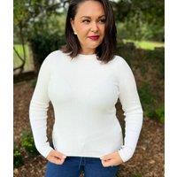 Ivory Ribbed Crew Neck Jumper Size 12