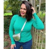 Green Ribbed Crew Neck Jumper Size 20