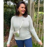 Sage Ribbed Crew Neck Jumper Size 18