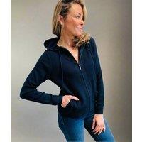 Navy Hooded Zip Up Jumper Size 8/10