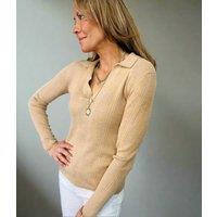Camel Collared Ribbed Jumper Size 22
