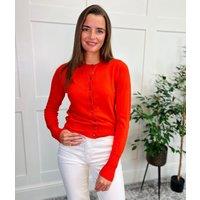 Bright Orange Classic Round Neck Cardigan Size 10