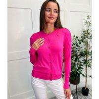 Bright Pink Classic Round Neck Cardigan Size 6