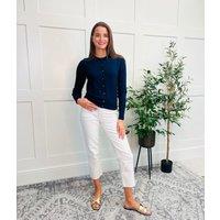 Navy Classic Round Neck Cardigan Size 8