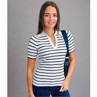 Ivory & Navy Stripe Rib Knit Top Size 12/14