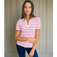 Ivory & Pink Stripe Rib Knit Top Size 8/10