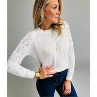 Ivory Delicate Crochet Sleeve Jumper Size 22
