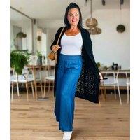 Black Crochet Knit Longline Cardigan Size One Size