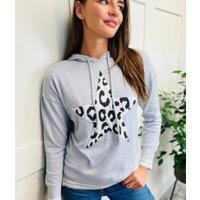 Grey Animal Star Hooded Jumper Size 10
