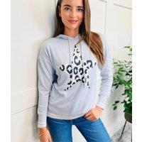Grey Animal Star Hooded Jumper Size 8