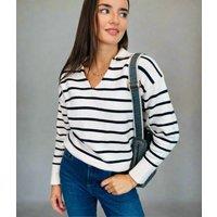 Ivory Striped Collared Jumper Size 14/16