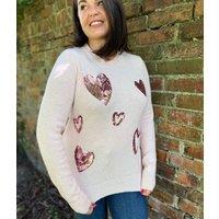 Pink Heart Sequin Jumper Size 8/10