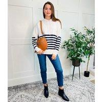 Black & Ivory Striped Hooded Jumper Size 20/22