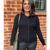 Black Pointelle Detail Cardigan Size 14