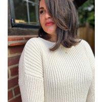 Ivory Ribbed Boat Neck Jumper Size 12