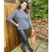 Charcoal Crew Neck Cable Knit Jumper Size 10/12