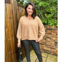 Biscuit Ribbed V Neck Jumper Size 22
