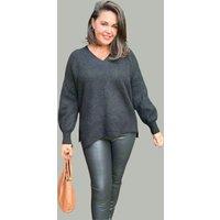 Black Ribbed V Neck Jumper Size 16