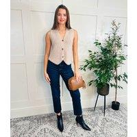 Mocha Cropped Knitted Waistcoat Size One Size