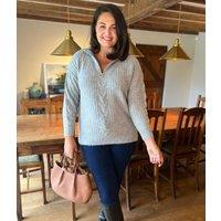 Grey Half Zip Ribbed Cable Jumper Size 10/12