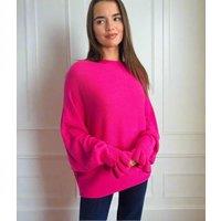 Pink Ruffle Sleeve Batwing Jumper Size One Size