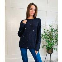 Navy Cotton Rich Spot Jumper Size 10