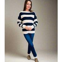 Navy Striped Crew Neck Jumper Size 16/18