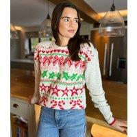 Ecru Candy Cane Christmas Jumper Size 6/8