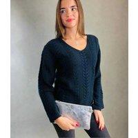 Black V Neck Cable Jumper Size 14