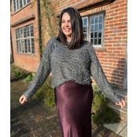 Silver Sequin Fluffy Jumper Size One Size
