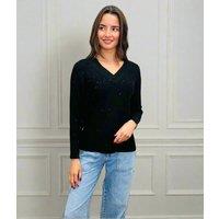 Black Sequin Sparkle V Neck Jumper Size 12/14