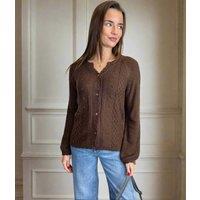Brown Bobble Trim Cardigan Size 8