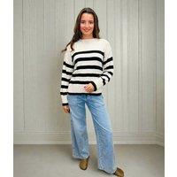 Ivory Striped Button Shoulder Jumper Size 12/14
