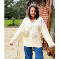 Ivory Sparkle Snowflake Oversized Jumper Size 12