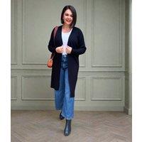 Black Ribbed Longline Cardigan Size 12/14
