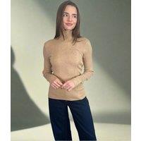 Biscuit Ribbed Roll Neck Jumper Size 8