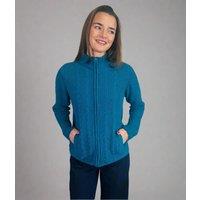 Teal Chenille Cable Zip Cardigan Size 18/20