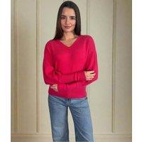Pink Fine Ribbed V Neck Jumper Size 20/22