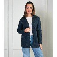 Charcoal Cable Contrast Open Cardigan Size 24