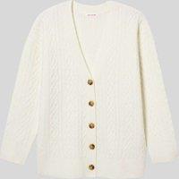White Cable Knit Cardigan Size 24/26