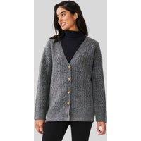 Grey Cable Knit Cardigan Size 6