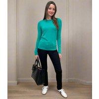 Green Fine Knit Button Cuff Jumper Size 16/18